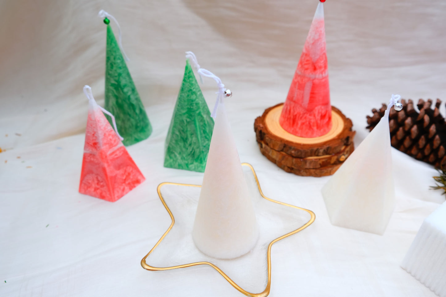 Christmas Classic Pillar Candle | Hexagonal pyramid - Cone